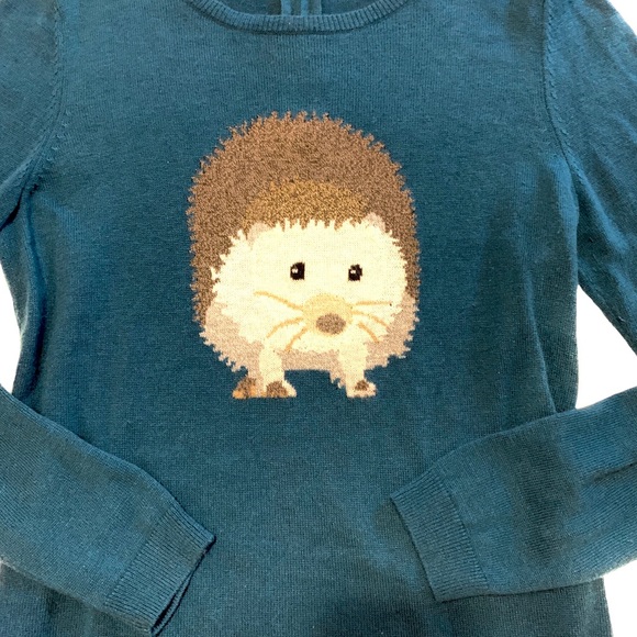 TALBOTS Adorable teal hedgehog sweater, size M - Picture 5 of 13